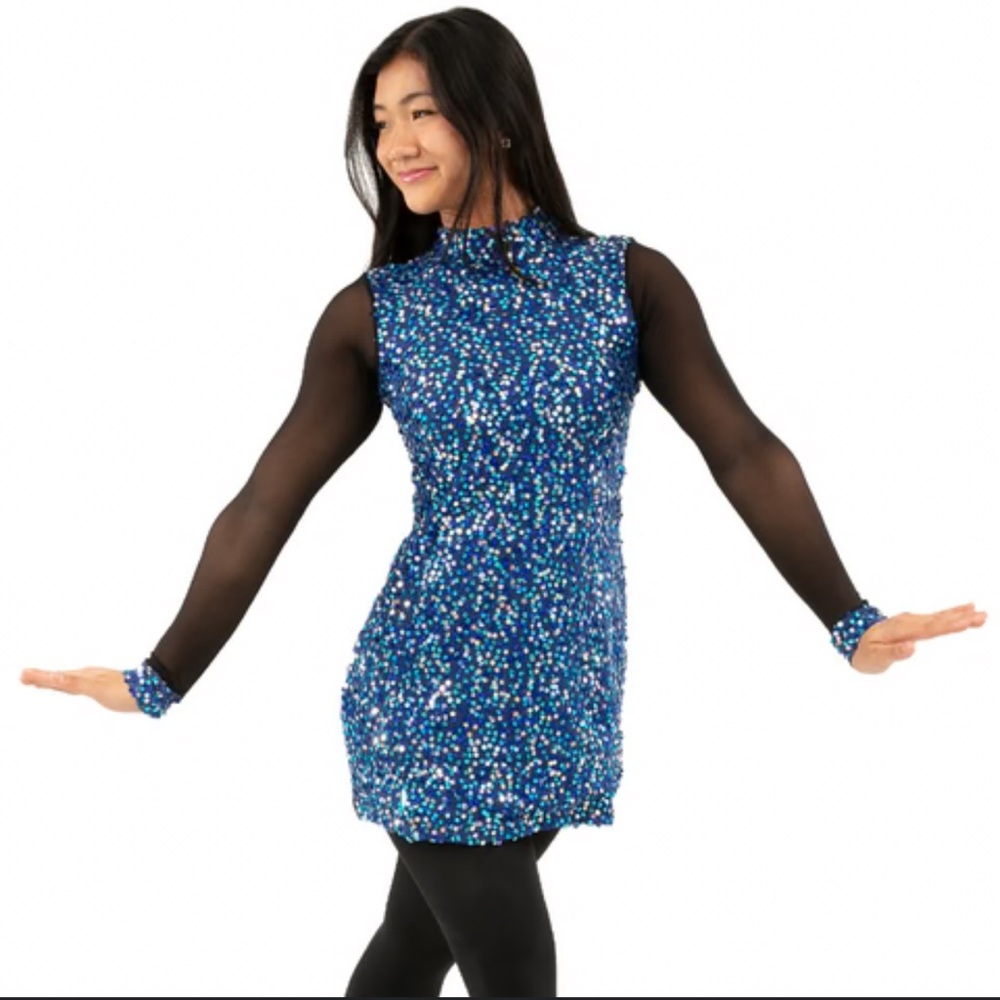 Alexandra Collection long sleeve sequin tunic dress